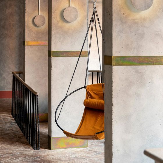 Sling Hanging Chair - Soft Leather Silver | Swings | Studio Stirling