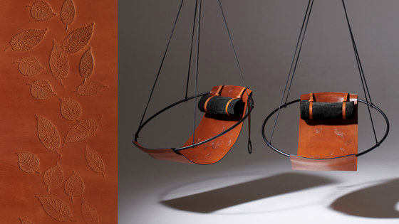 Sling Hanging Chair - Debossed Leather Geometrics | Dondoli | Studio Stirling