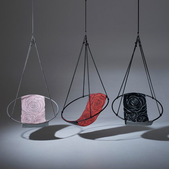 Sling Hanging Chair - Rose Hand-Stiched Black | Dondoli | Studio Stirling