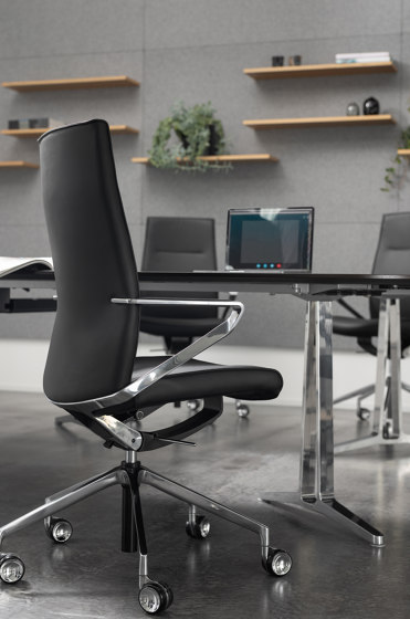 delv Konferenzstuhl mit Armlehnen, Sitz und Rücken gepolstert, Leder | Stühle | Wiesner-Hager