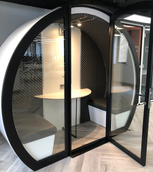 8 Person Meeting Pod with Front Glass Enclosure and Glass Back Panel | Office Pods | The Meeting Pod