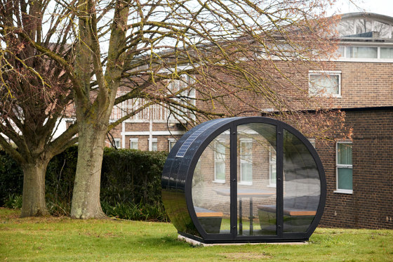 4 Person Part Enclosed Outdoor Pod | Sound absorbing architectural systems | The Meeting Pod