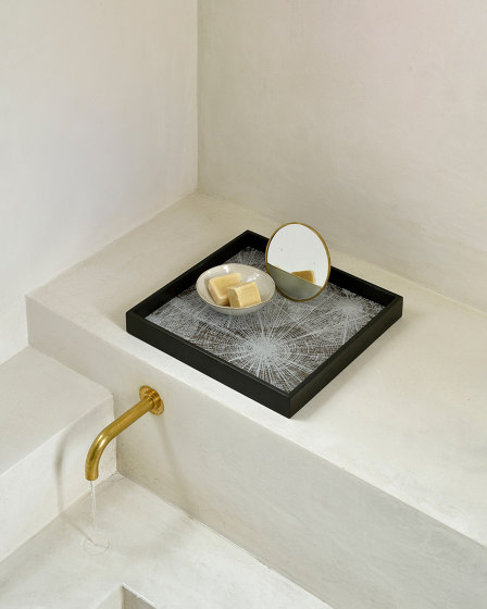 Classic tray collection | Charcoal mirror valet tray - black metal rim - rectangular - S | Bandejas | Ethnicraft