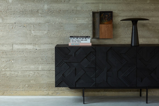 Graphic | Teak black chest of drawers - 3 drawers - varnished | Buffets / Commodes | Ethnicraft