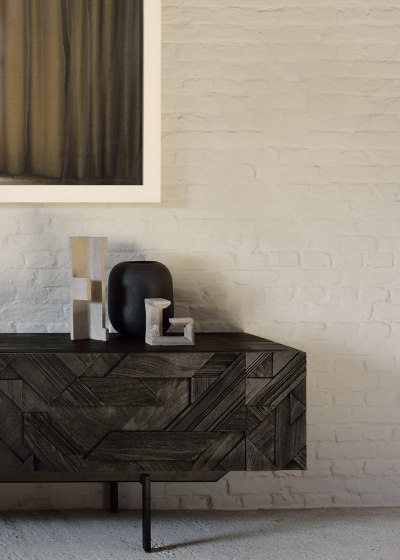 Graphic | Teak black chest of drawers - 3 drawers - varnished | Sideboards | Ethnicraft