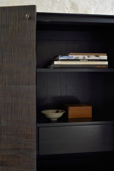 Grooves | Teak black storage cupboard - 2 doors - 2 inside drawers - varnished | Cabinets | Ethnicraft