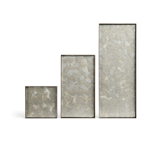 Organic tray collection | Fossil Organic glass valet tray - metal rim - rectangular - M | Tabletts | Ethnicraft