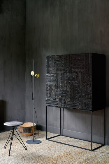 Tabwa | Teak black storage cupboard - 2 doors - 2 inside drawers - varnished | Armarios | Ethnicraft