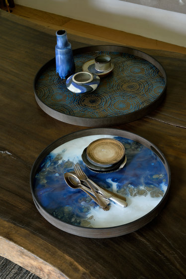 Tribal Quest tray collection | Indigo Organic glass tray - round - S | Trays | Ethnicraft