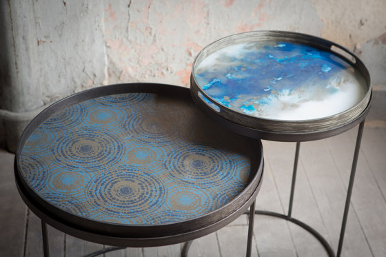 Tribal Quest tray collection | Blue Mist Organic glass tray - round - S | Vassoi | Ethnicraft