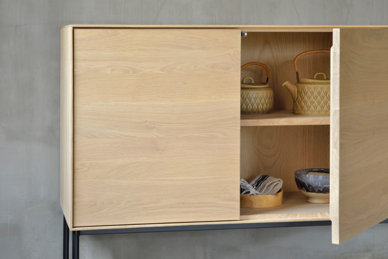 Whitebird | Oak TV cupboard - 1 door - 1 flip-down door - 2 drawers - varnished | Credenze | Ethnicraft