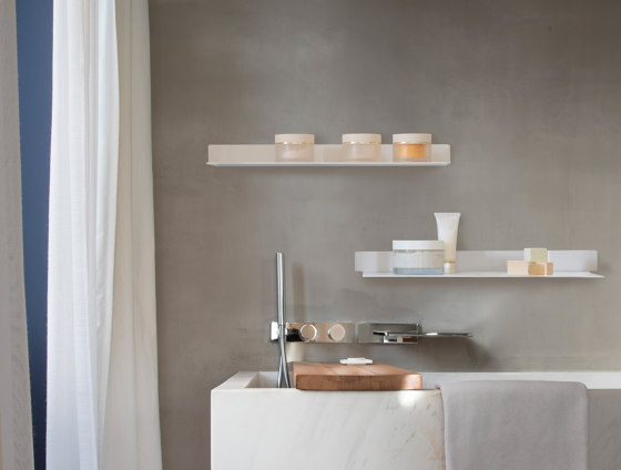 TEEline 45 cm Set of 2 White Aluminium Design Bathroom Wall Shelf | Bath shelving | Teebooks