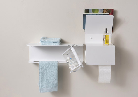 TEEtow 60 cm Weißes Wandregal aus Stahl für das Bad | Handtuchhalter | Teebooks