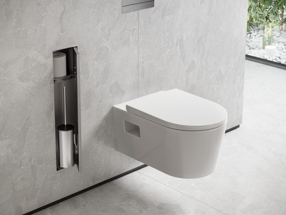 XtraStoris Rock Portascopino e porta rotolo da incasso con sportello piastrellabile | Portascopino | Hansgrohe