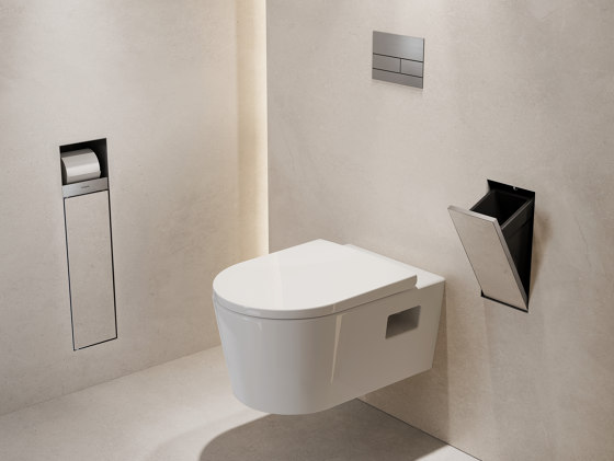 XtraStoris Rock Einbau Toilettenbürstenhalter mit Papierhalter und befliesbarer Tür | Toilettenbürstengarnituren | Hansgrohe