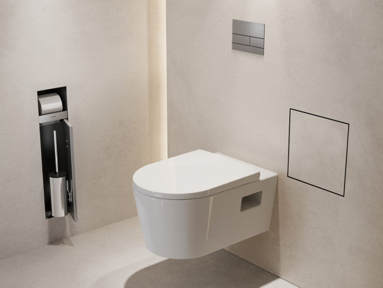 XtraStoris Rock Portascopino e porta rotolo da incasso con sportello piastrellabile | Portascopino | Hansgrohe