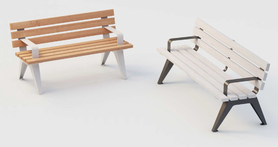 Aria | Street Bench with Armrest and Backrest | Panche | Punto Design