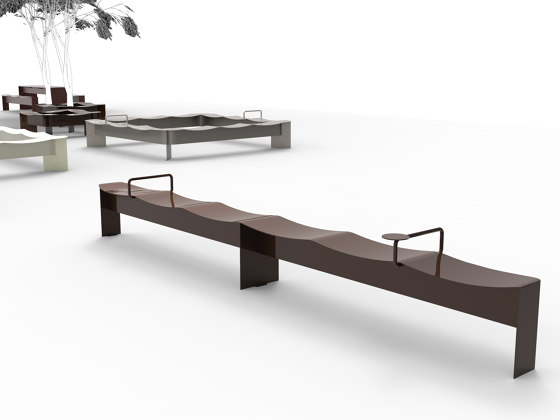 Flow | Outdoor Bench with Armrest and Table | Bancs | Punto Design