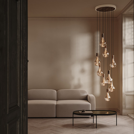 Brass Nine Pendant in Large White & Brass Canopy | Suspensions | Tala