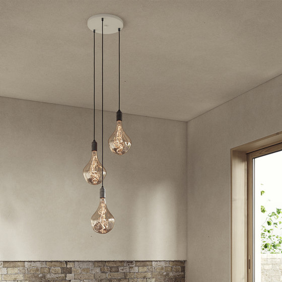 Graphite Triple Pendant with White Canopy with Voronoi II | Suspensions | Tala