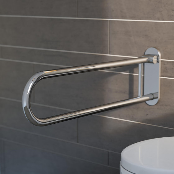 Comfort & Safety | Shower Riser Rail With Grab Rail Chrome - Left-Handed (Anti-Slip Handle Included) | Grab rails | Geesa