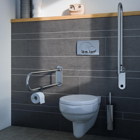 Comfort & Safety | Shower Riser Rail With Grab Rail Chrome - Right-Handed (Anti-Slip Handle Included) | Grab rails | Geesa