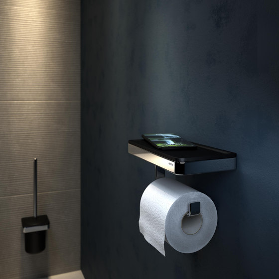 Frame Black Chrome | Toilettenpapierhalter Mit Ablage Schwarz / Chrom | Toilettenpapierhalter | Geesa