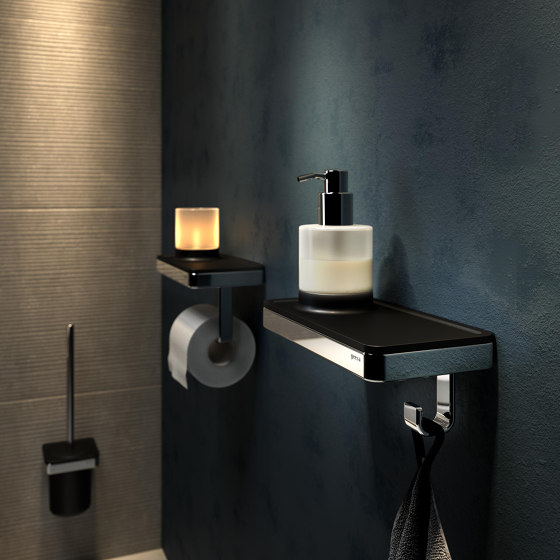 Frame Black Chrome | Toilet Roll Holder With Shelf Black / Chrome | Paper roll holders | Geesa
