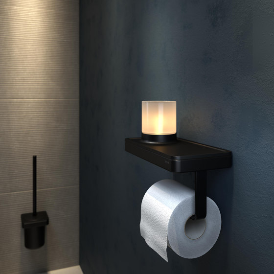 Frame Full Black | Toilet Roll Holder With Shelf And (Led Light) Holder Black | Paper roll holders | Geesa