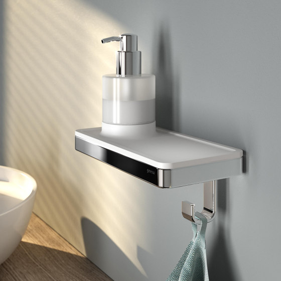 Frame White Chrome | Shower Basket / Bathroom Shelf 25cm White | Bath shelves | Geesa