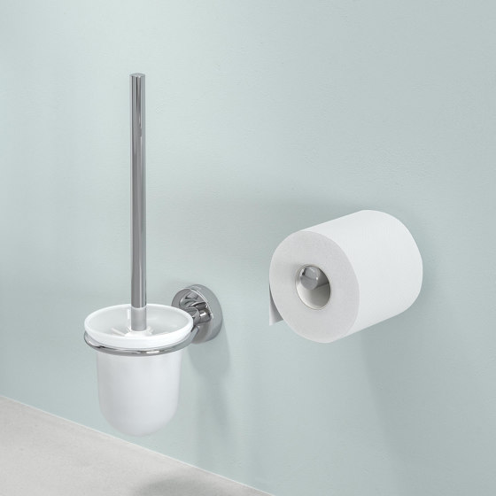 Luna | Toilettenbürste Mit Halter Chrom (Weißer Bürstenkopf) | Toilettenbürstengarnituren | Geesa