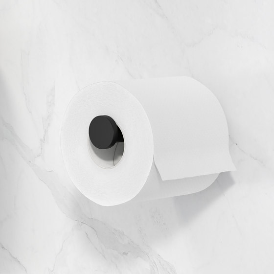 Nemox Black | Toilettenzubehör-Set - Toilettenbürste Mit Halter - Toilettenpapierhalter Mit Deckel - Handtuchhaken - Schwarz | Handtuchhalter | Geesa
