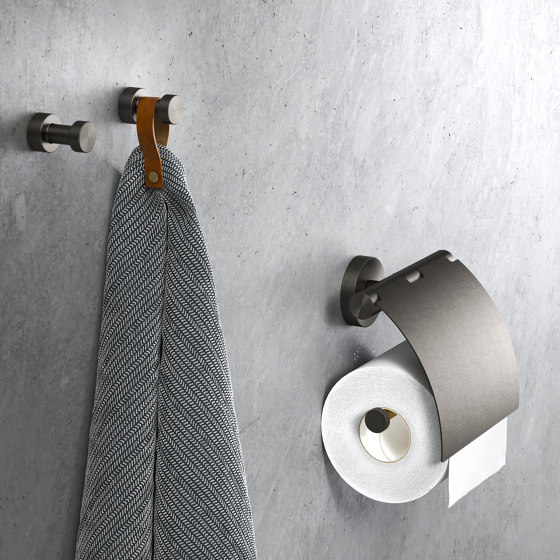 Nemox Brushed Black Metal | Toilet Roll Holder With Cover Brushed Metal Black | Paper roll holders | Geesa