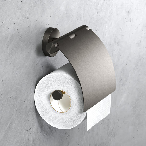 Nemox Brushed Black Metal | Toilettenpapierhalter Mit Deckel Schwarz Metall Gebürstet | Toilettenpapierhalter | Geesa