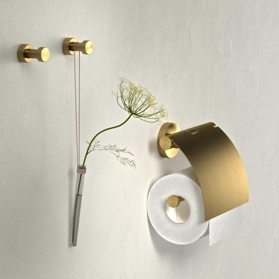 Nemox Brushed Gold | Portarotolo Per Carta Igienica Con Coperchio Oro Spazzolato | Portarotolo | Geesa