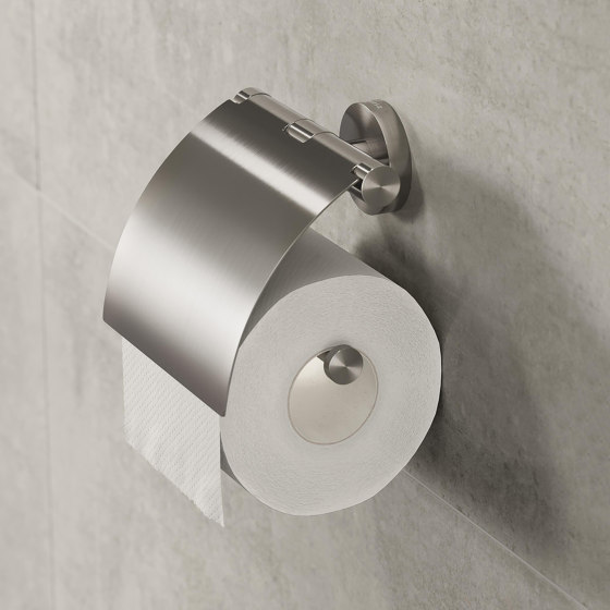 Nemox Stainless Steel | Toilettenzubehör-Set - Toilettenbürste Mit Halter - Toilettenpapierhalter Mit Deckel - Handtuchhaken - Edelstahl Gebürstet | Handtuchhalter | Geesa