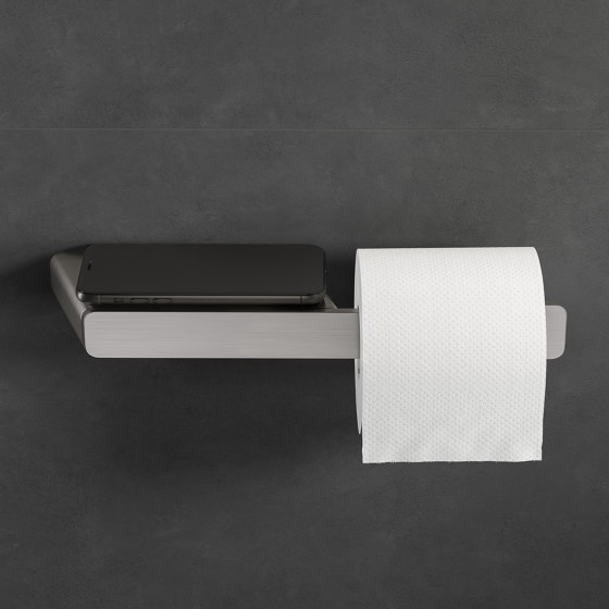 Shift Brushed Stainless Steel | Toilet Roll Holder Without Cover Brushed Stainless Steel (Left-Handed) | Paper roll holders | Geesa