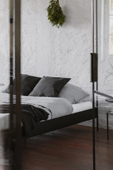 Eton Bed with Headboard Iced Coffee Brown | Vulcano Black | Letti | noo.ma