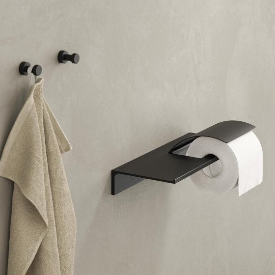 Leev | Étagère de salle de bains 80 cm avec porte-serviette 40 cm Noir | Porte-serviettes | Geesa