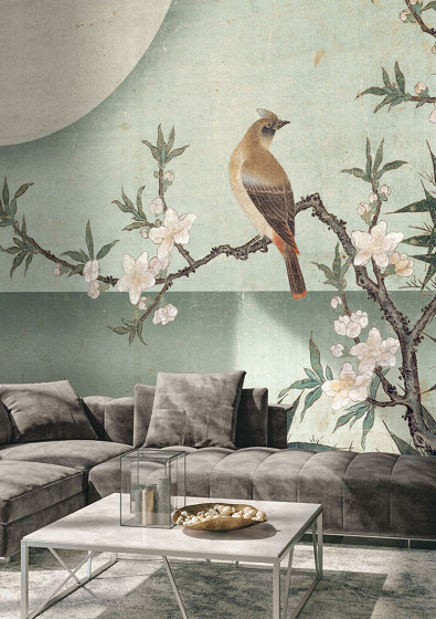Bird on peach blossom | Wandbeläge / Tapeten | WallPepper/ Group