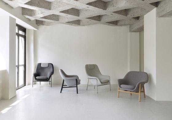 Drape Lounge Chair High W. Headrest Black Steel Ultra Leather/Hallingdal | Armchairs | Normann Copenhagen
