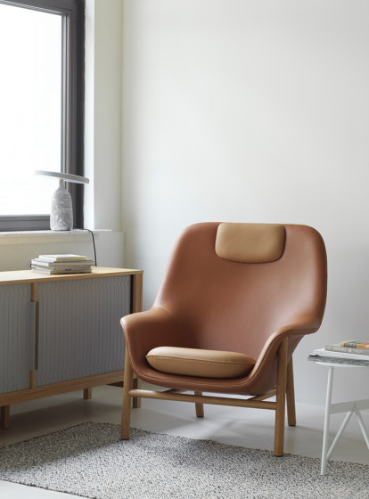 Drape Lounge Chair High W. Headrest Grey Steel Hallingdal | Sillones | Normann Copenhagen