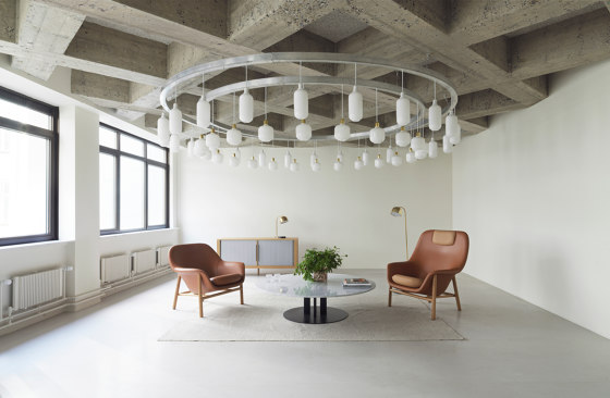 Drape Lounge Chair High With Headrest Oak Ultra Leather | Armchairs | Normann Copenhagen