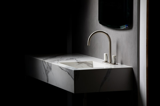 Sestriere | 5 Hole Bath Shower Mixer With Grey Marble Handle Without Hand Shower | Bath taps | BAGNODESIGN