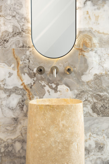 Sestriere | 3 Hole Concealed Basin Mixer With Grey Marble Handle | Grifería para lavabos | BAGNODESIGN