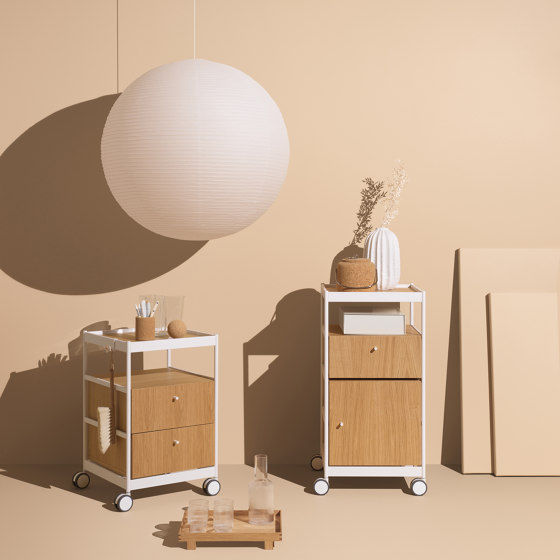 Beside Mid Frame, 1 Pc Cabinet, 1 Pc Shelf Signal White/Oak | Scaffali | MIZETTO
