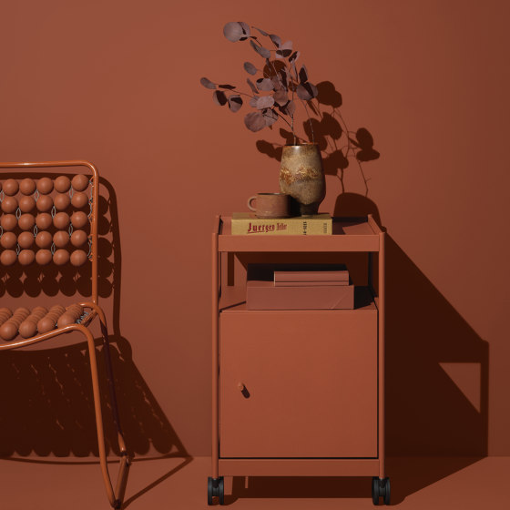 Beside Mid Frame, 1 Pc Cabinet, 1 Pc Shelf Copper Brown/Oak | Étagères | MIZETTO
