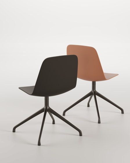 Maarten chair - wooden swivel base & soft upholstery | Chairs | viccarbe