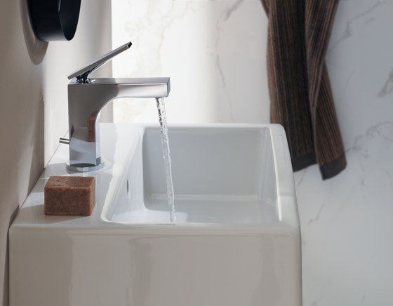 AXOR Citterio Single lever basin mixer for concealed installation wall-mounted with lever handle, spout 220 mm and escutcheons - rhombic cut | Wash basin taps | AXOR