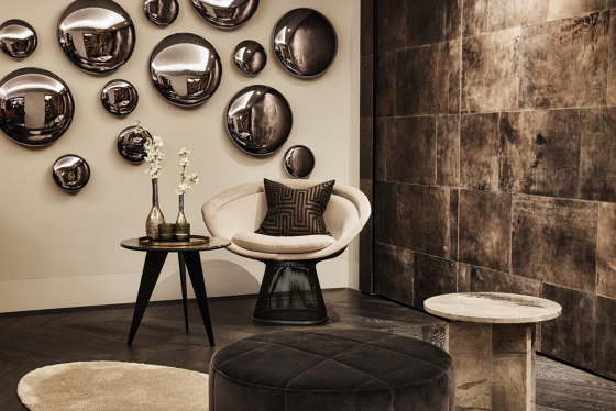 Emerald Side Table Brown Brass + Black Python Top | Tavolini alti | DAMI Luxury Interior